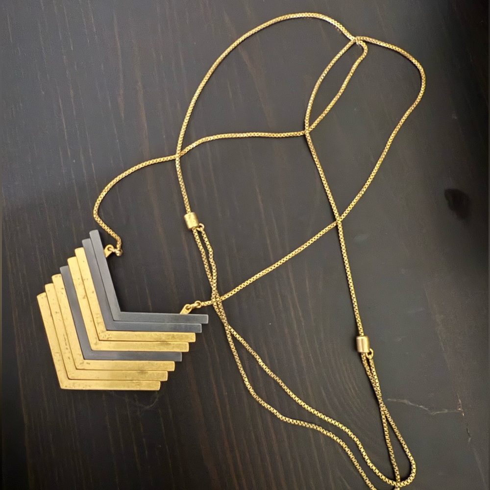 Madewell Arrowstack Vintage Gold Tone and Silver Tone Necklace (adjustable)